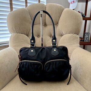 Auth MZ WALLACE Iconic Bedford Belle Black Nylon Satchel Bag